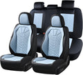 Coverado Leather Seat Covers, Car Seat Covers Full Set, Waterproof Nappa Leather Car Seat Cover, Car Seat Protectors 5 Seats, Black & Blue Automotive Seat Covers Fit for Most Cars Trucks