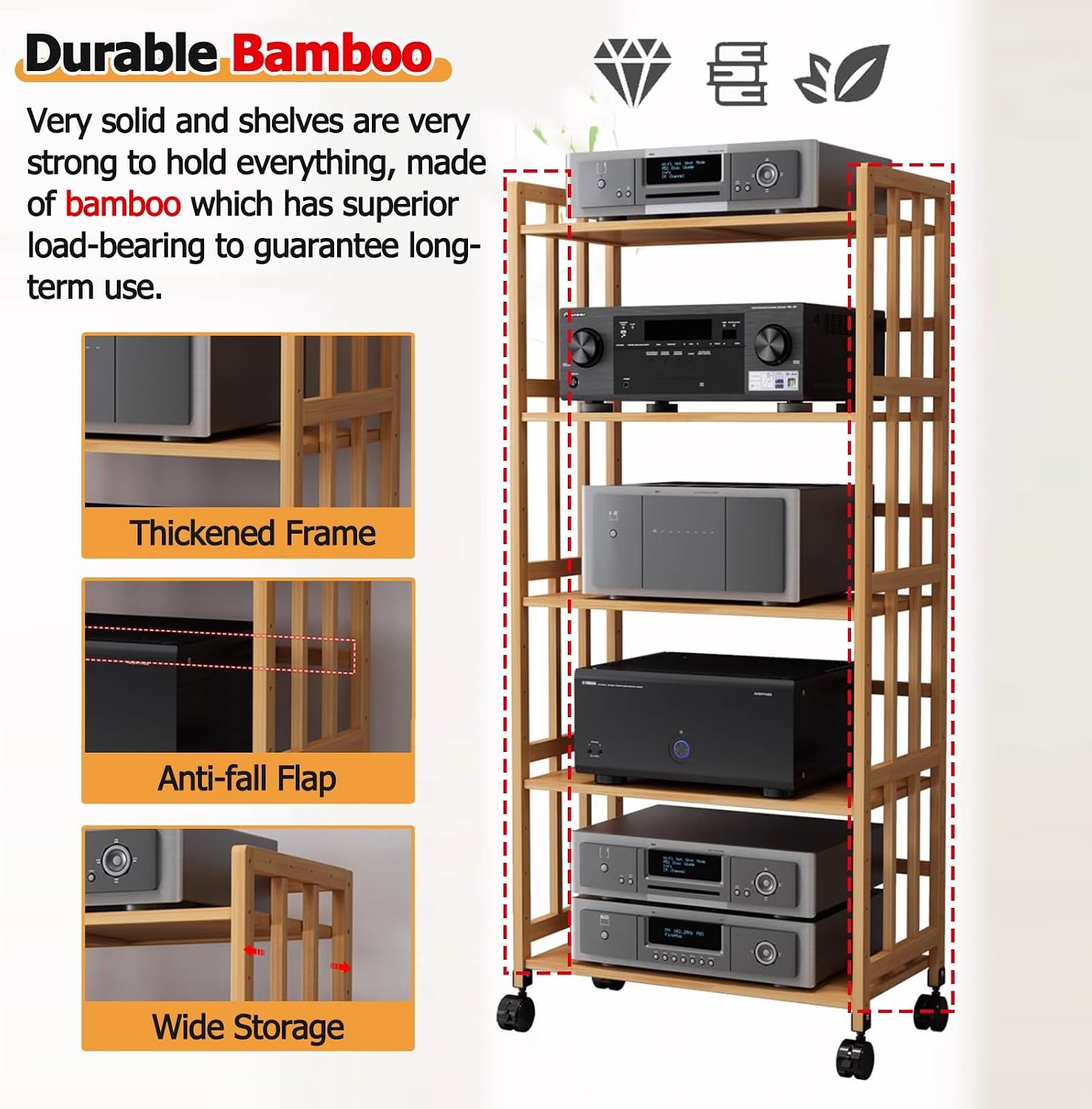 Modern 2-Tier Record Player Stand - Heavy Duty Audio Rack with Adjustable Shelves, Stylish Media Tower for Speakers & Stereo Systems, 50cm Long, Color Options Available