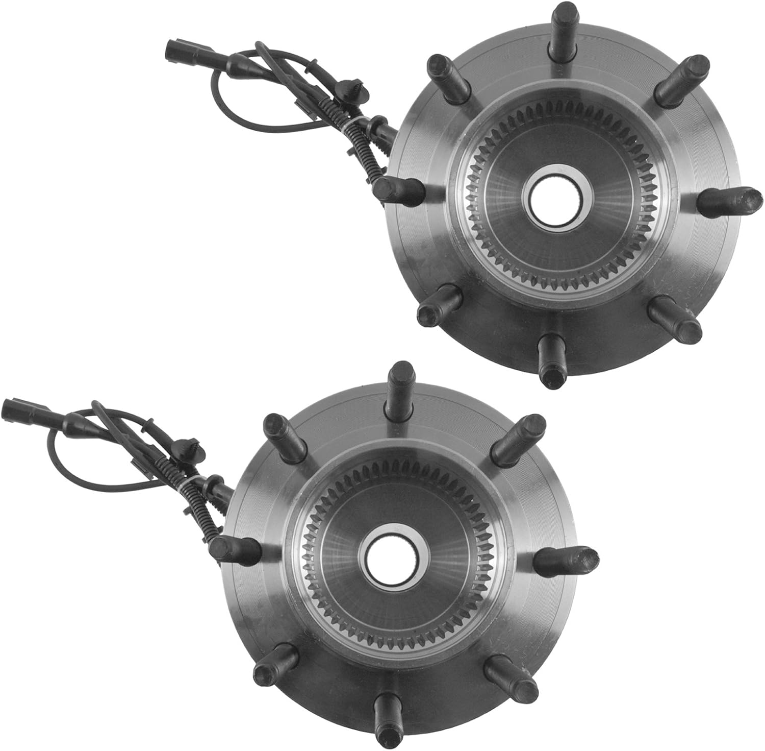 TRQ 2 Piece Front Wheel Bearing & Hub Assembly Set 4WD Compatible with 2000-2002 Ford Excursion 1999-2004 F-250 Super Duty F-350 Super Duty
