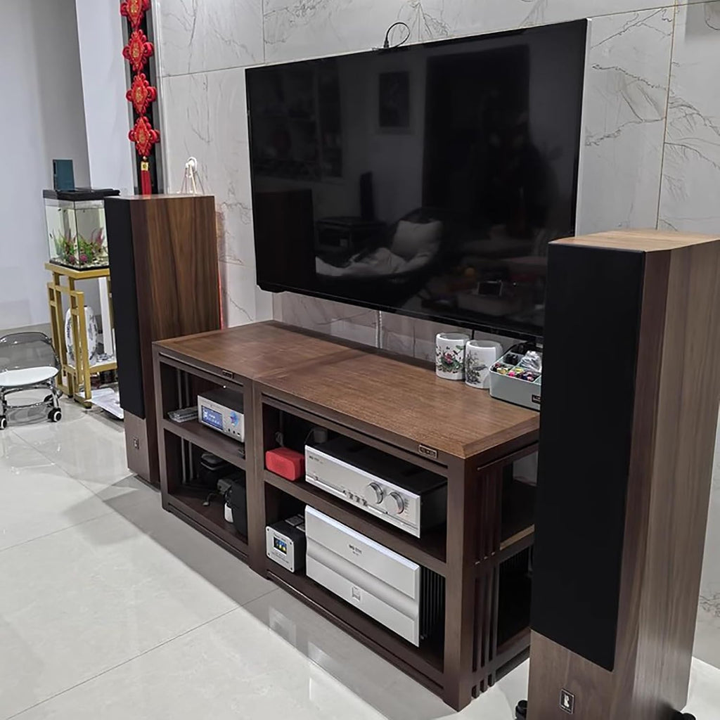 Wooden Media Audio-Video Shelving Cabinet, Audio Component Rack Tower Media Stereo Stand Equipment Shelves, 2 3 4 Tier Av Component Media Stand(Three Layers)