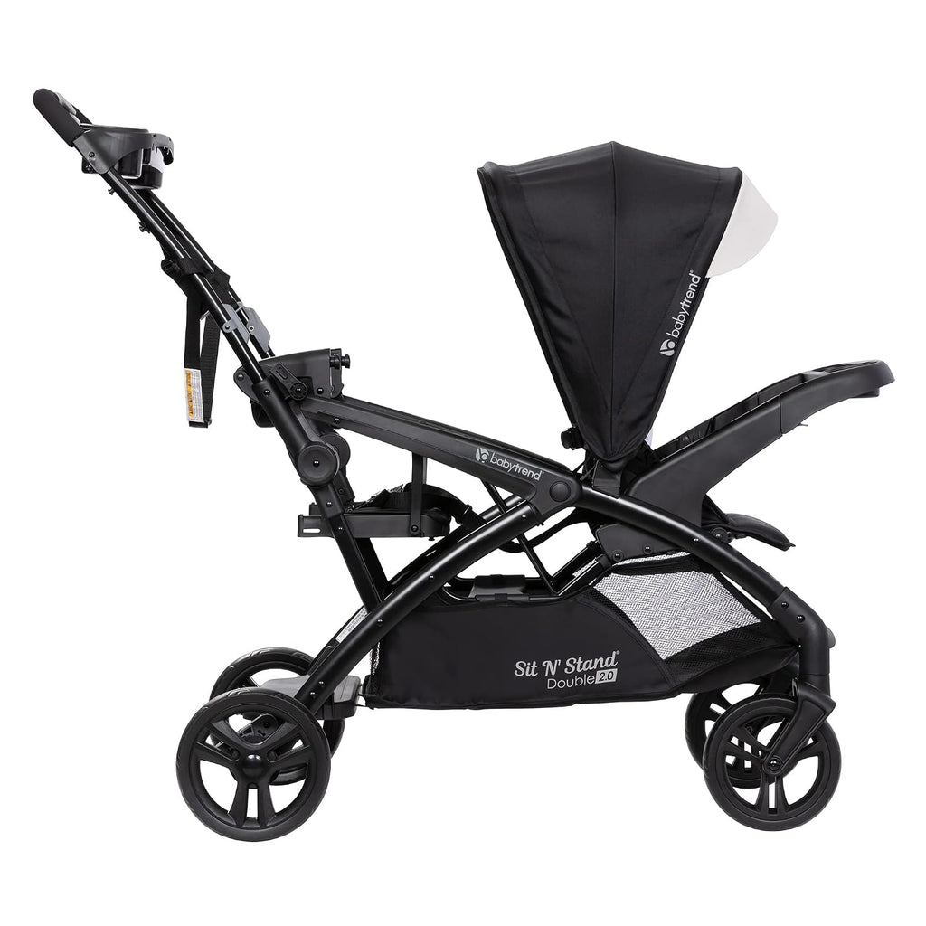 Baby Trend Sit N' Stand Tandem Double Stroller 2.0 DLX and 5 Point Safety Harness, Shaded Canopy, Storage Compartment, and 2 Cup Holders, Modern Khaki