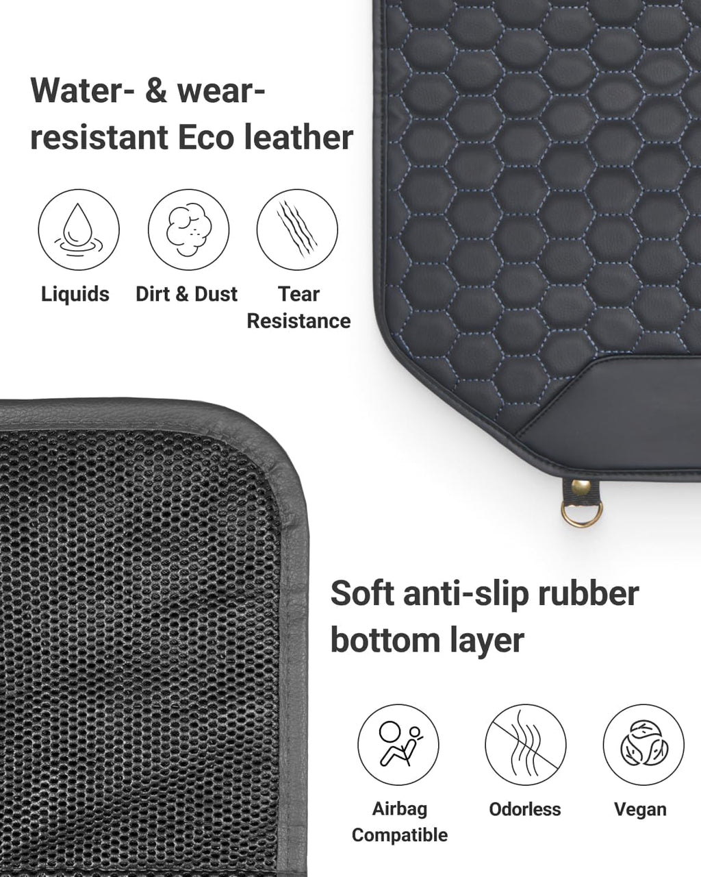 Owleys Set Seat Back Organizer & Car Seat Protector Hexy Waterproof & Non-Slip Protector for Child Car Cushion for Leather and Fabric Seats (Black 2pcs)