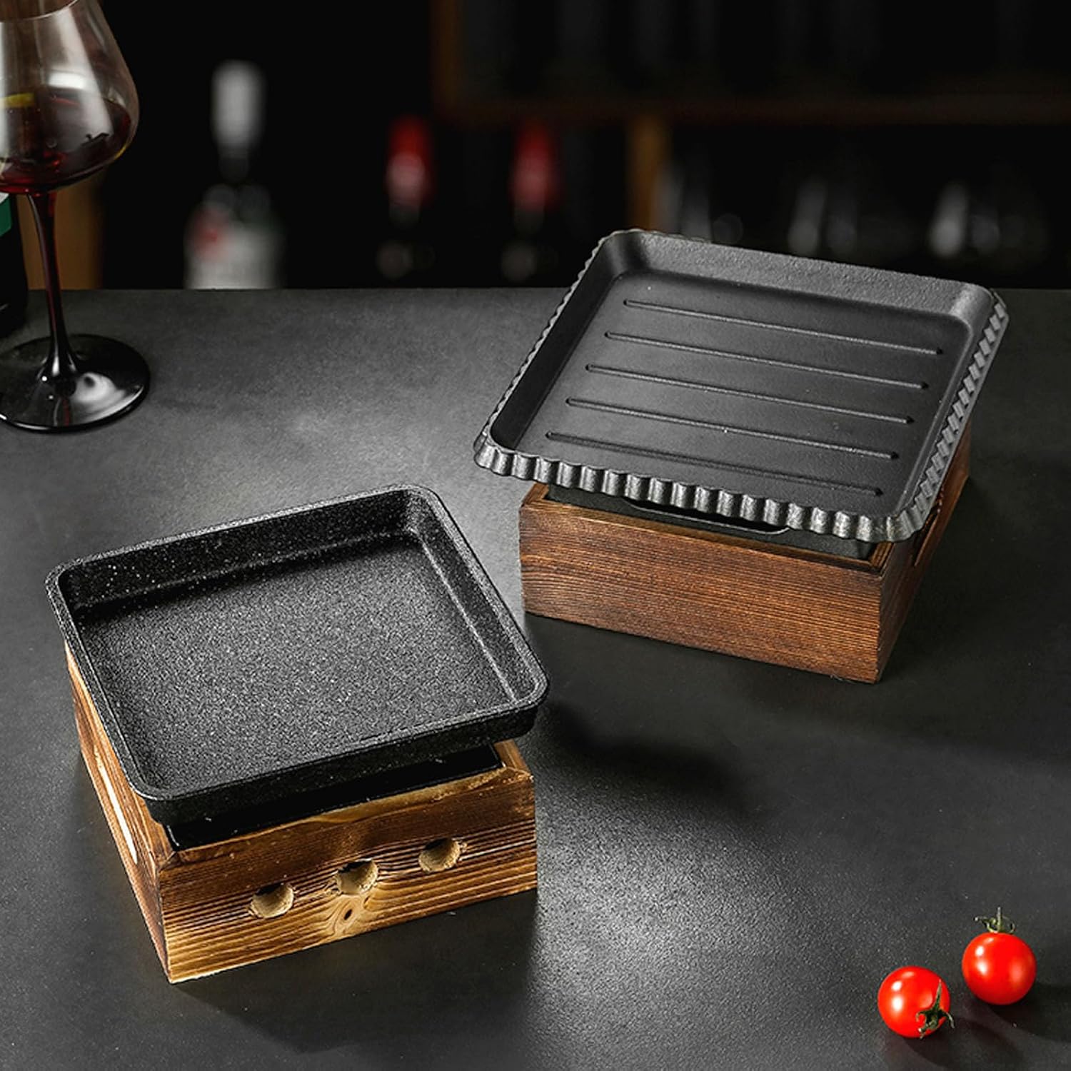 Portable BBQ Grill Korean Japanese Tabletop Barbecue Grill Charcoal BBQ Oven Alcohol Stove for Indoor Dining Table, Camping,B