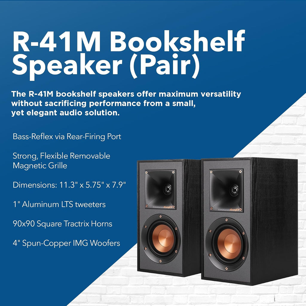 Klipsch Reference 5.2 Home Theater System, Bundle 2X R-625FA Floorstanding 2X R-12SW Subwoofer, R-52C Center, R-41M Bookshelf Speakers, and Yamaha RX-A2AB 7.2-Channel AV Receiver