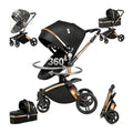 MoLi 2 in 1 Baby Bassinet Stroller, Convertible Foldable Standard Stroller, Reversible Pushchair Infant Buggy Carriage, Portable High Landscape Pram for Toddler Newborn, Aluminum Alloy (HR002-Black)