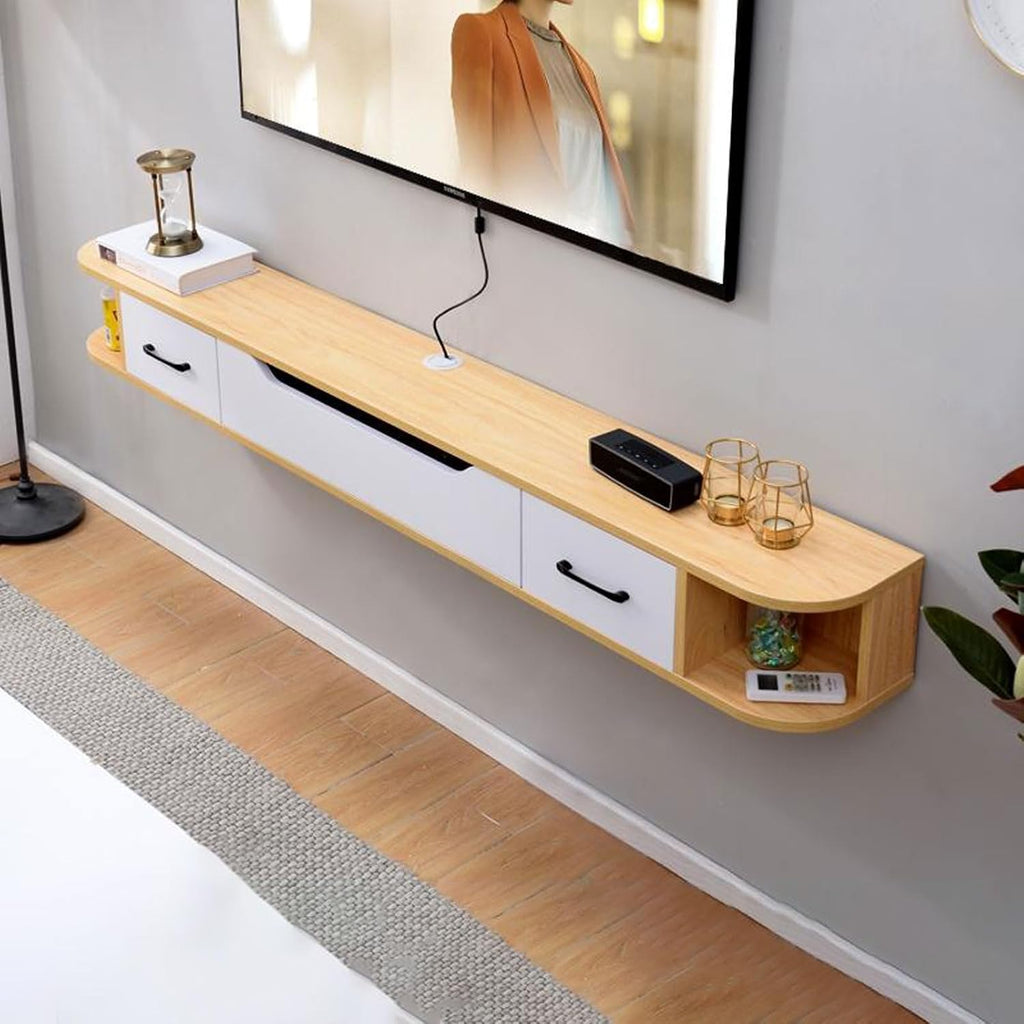 TV Table Unit for TVs, Wall Mounted TV Cabinet Floating TV Shelf Wall Shelf Entertainment Center Storage Cabinet Book Shelf Media Gaming TV Console Goods Rack Audio-visual Equipment Shelves 150cm