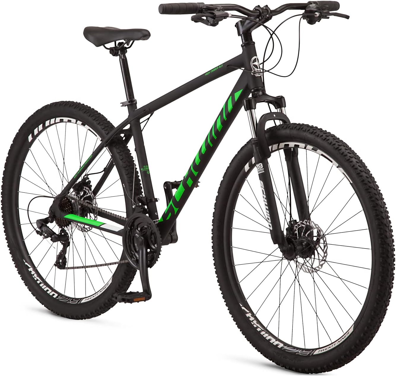 Schwinn High Timber Mountain Bike for Adult Youth Men Women Boys Girls, 24 to 29-Inch Wheels, 7 or 21-Speeds, Front Suspension, Aluminum and Steel Frame Options