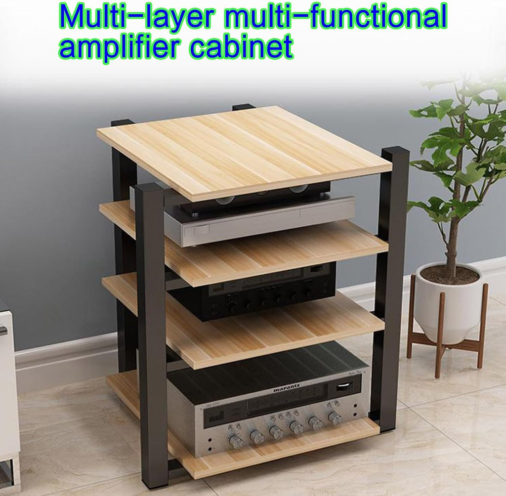 Modern Audio Video Media Storage Cabinet, Dark Walnut AV Stand, Stereo Tower Rack for Home Theater, Media Organizer (70x55x40cm) - Stylish & Functional Design