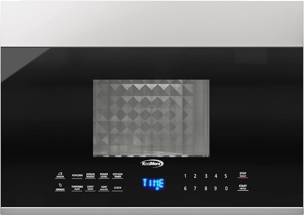 KoolMore 1.3 cu. ft. 24 inch Over The Range Stainless Steel Microwave (KM-MOT-OP1SS), 300 CFM Vent Hood Function, 1000W