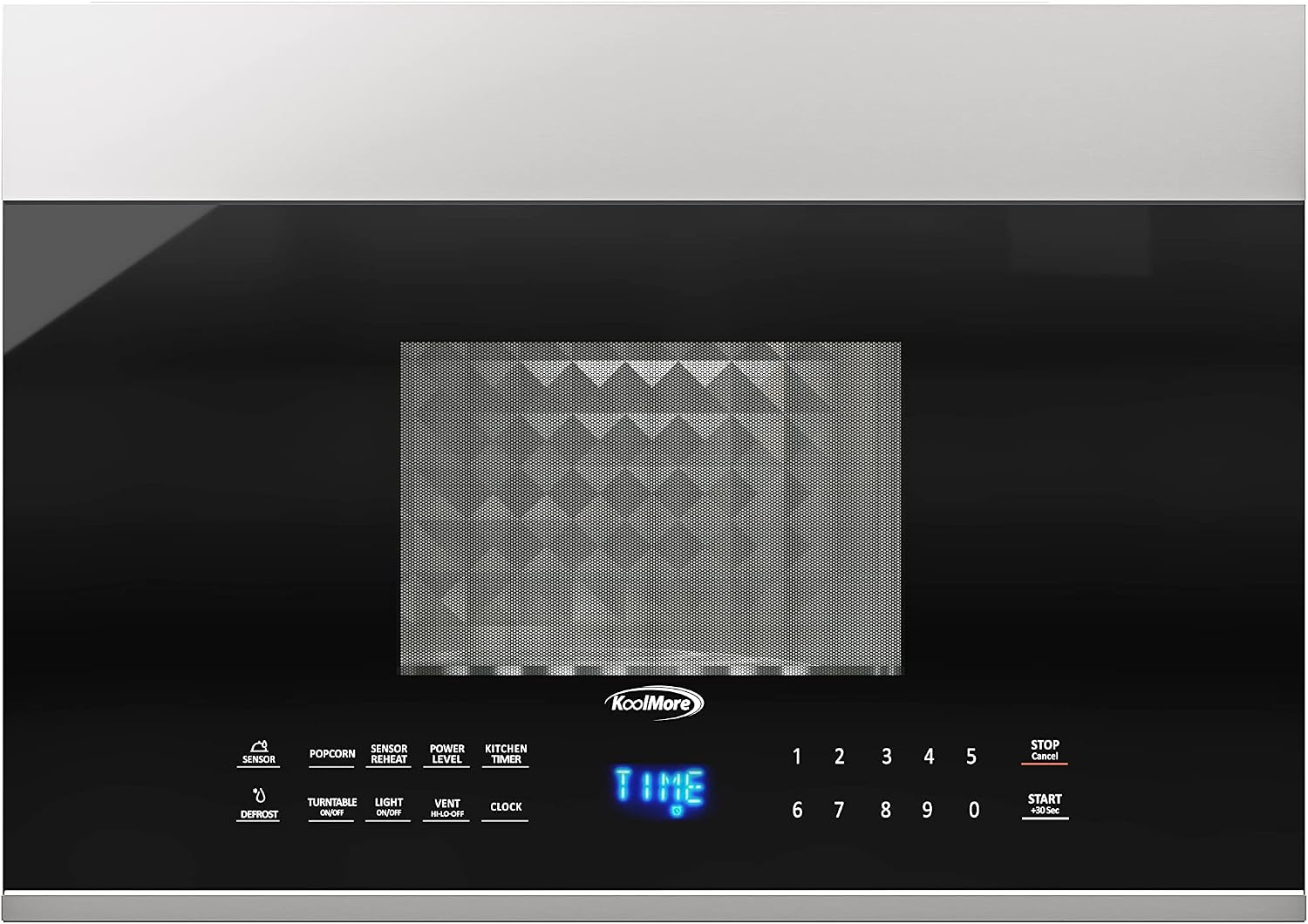 KoolMore 1.3 cu. ft. 24 inch Over The Range Stainless Steel Microwave (KM-MOT-OP1SS), 300 CFM Vent Hood Function, 1000W