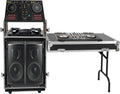 14U PA DJ Rack/Road ATA Case, Network & Stereo Rack with Slant Mixer Tops, Heavy-Duty DJ Work Table Rolling Studio Equipment Cabinet, Amplifier Mixer Storage Stand for Pro Tour Grade, Live Sound