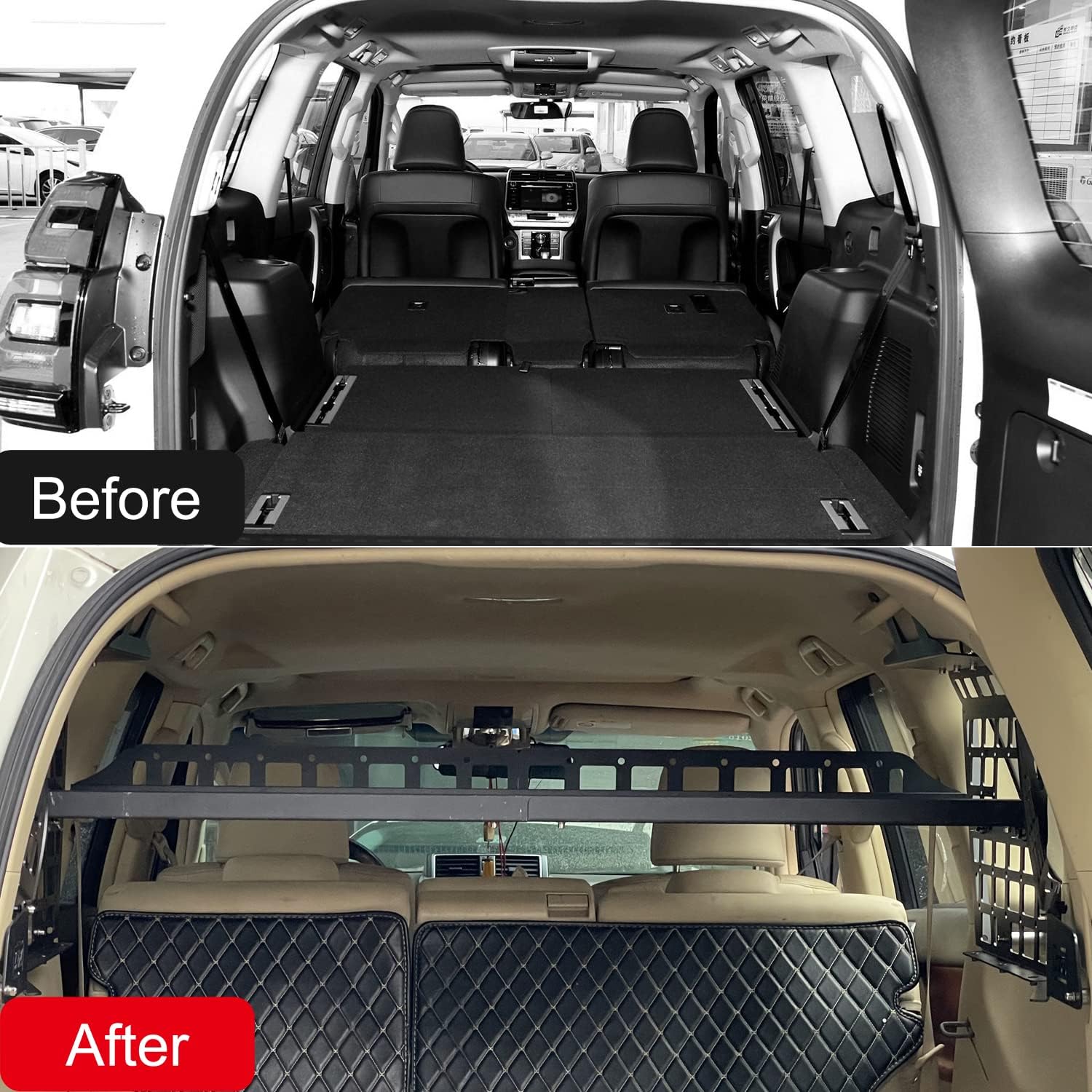 ITrims Car Trunk Organizer for Toyota Prado J150 / Lexus GX460 2010-2024 Interior Modular Storage Molle Panel Shelf Rear Trunk Luggage Carrier Cargo Rack Basket(No Speaker)