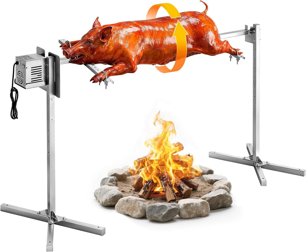 VEVOR Rotisserie Grill, 52in Electric Rotisserie Grill Kit 8 Level Height, BBQ Grills Rotisseries Kit with 132 lbs Load Capacity, Asador de Puerco, Stainless Steel Automatic Grilling Kits for Parties