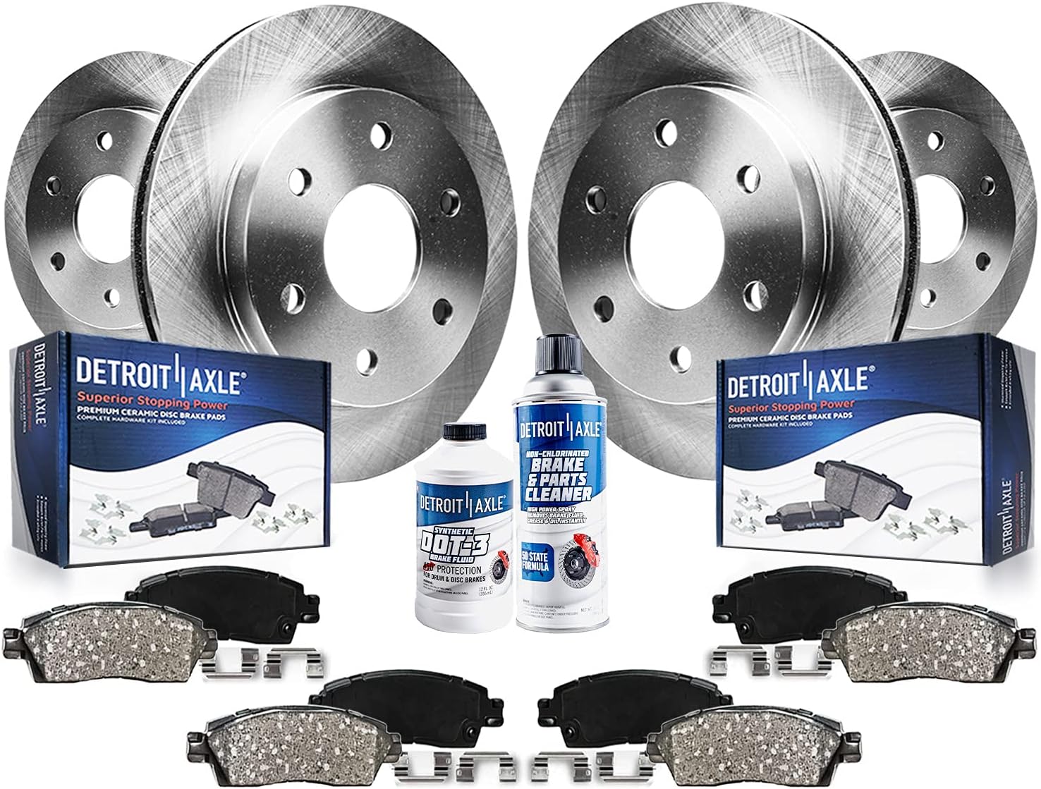Detroit Axle - Brake Kit for Silverado Suburban Sierra Avalanche Yukon XL 1500 Tahoe Escalade Disc Brake Rotors Ceramic Brakes Pads Replacement [12' Front & 12.99' Rear Rotors, Dual Piston Caliper]