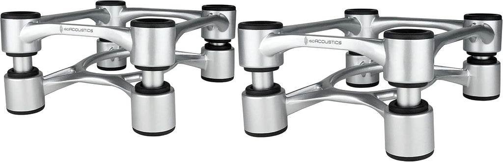 IsoAcoustics Aperta Series Isolation Speaker Stands with Tilt Adjustment: Aperta (6.1' x 7.5') Silver Pair
