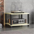 Heavy Duty 4Tier Wooden & Metal Stereo Stand for Small Spaces Living Room Bedroom Home Av Component Media Cabinet Audio Equipment Rack for TV Amplifier DVD Player Modern Storage Solution B
