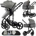 Nine point nine 2 in 1 Baby Stroller, Reversible Convertible Infant Stroller of One-Click Folding, Newborn Travel Strollers Toddler Standard Pram Carriage (2US588-GREY)