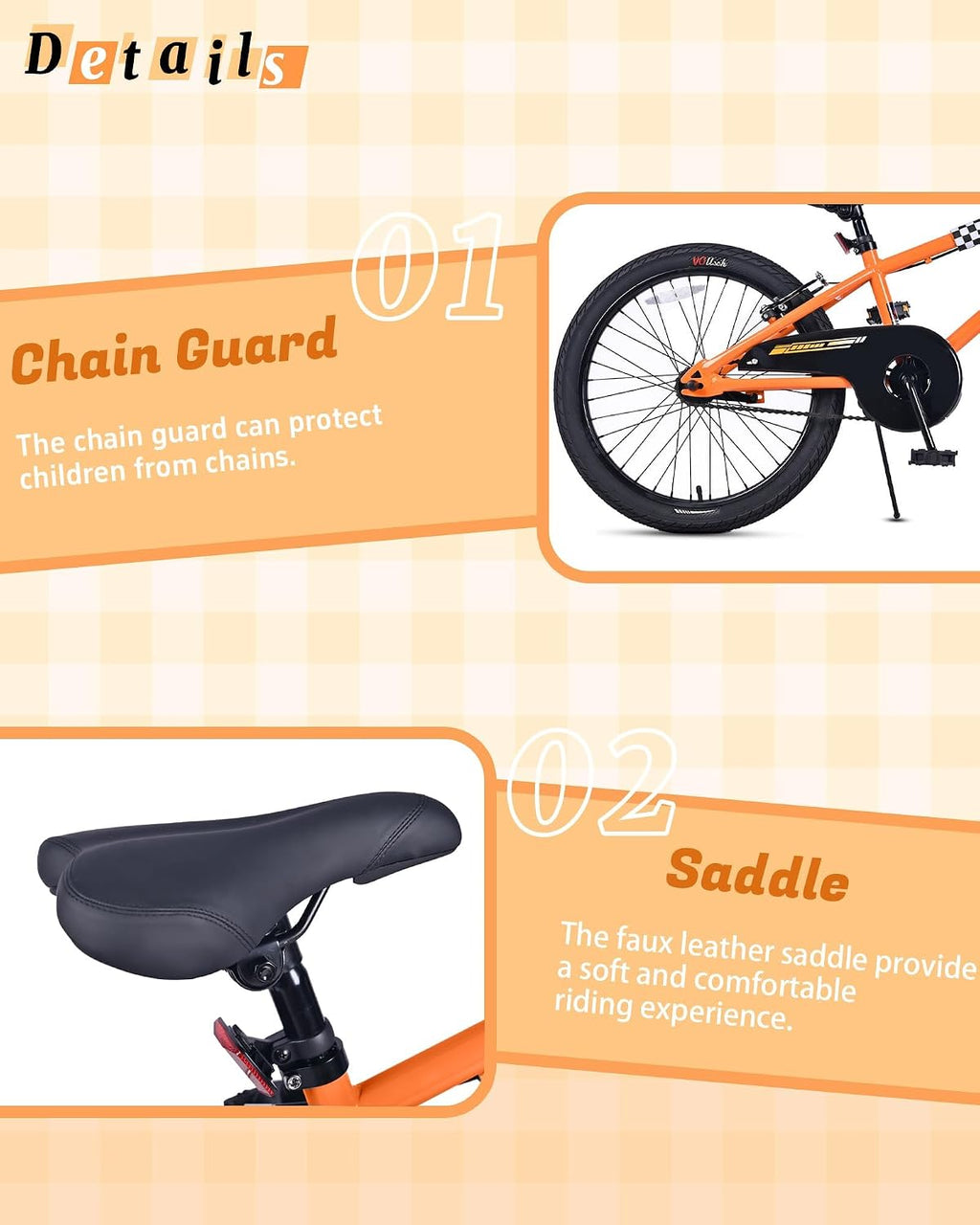 vollsch BMX Style 12 14 16 Inch Kids Bike Training Wheels 20'' Bicycle with Kickstand for 2-14 Years Old Toddlers Boys Girls Coaster Brake Multiple Colors