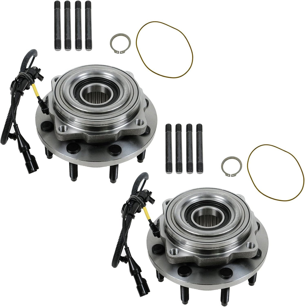 TRQ Front Left and Right Wheel Bearing and Hub Assembly Set 2 Piece Compatible with 05-10 Ford F-250 Super Duty 4WD 05-10 F-350 Super Duty 4WD 10 F-450 Super Duty 4WD 10 F-550 Super Duty 4WD