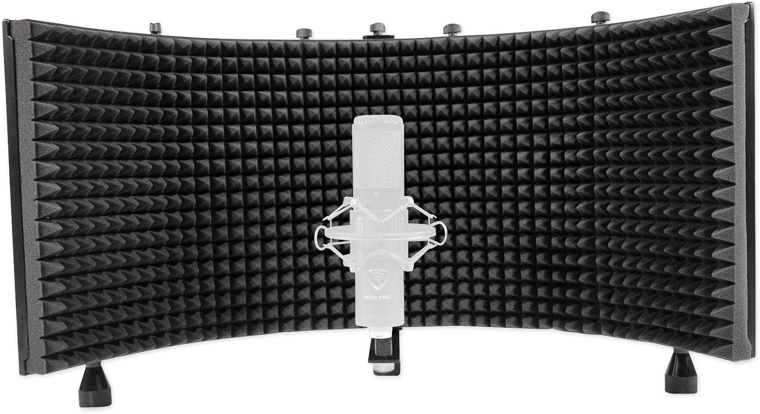 Rockville Recording Studio Bundle: Rockshield 3 Mic Isolation Shield W/Sound Dampening Foam, Rcm Pro Condenser Microphone, Pro-M50 Headphones, Rves05 Tripod Stand, 4-Items