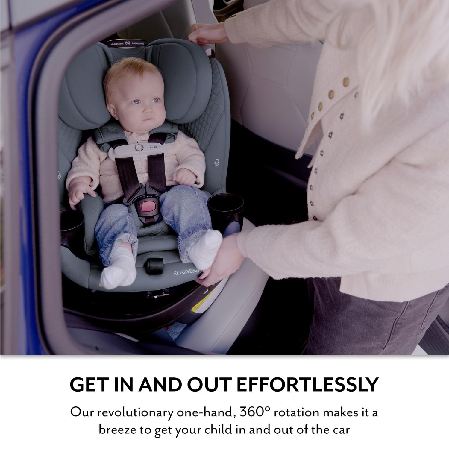 Evenflo Revolve360 Slim 2-in-1 Rotating Car Seat with Green & Gentle Fabric (Quartz)
