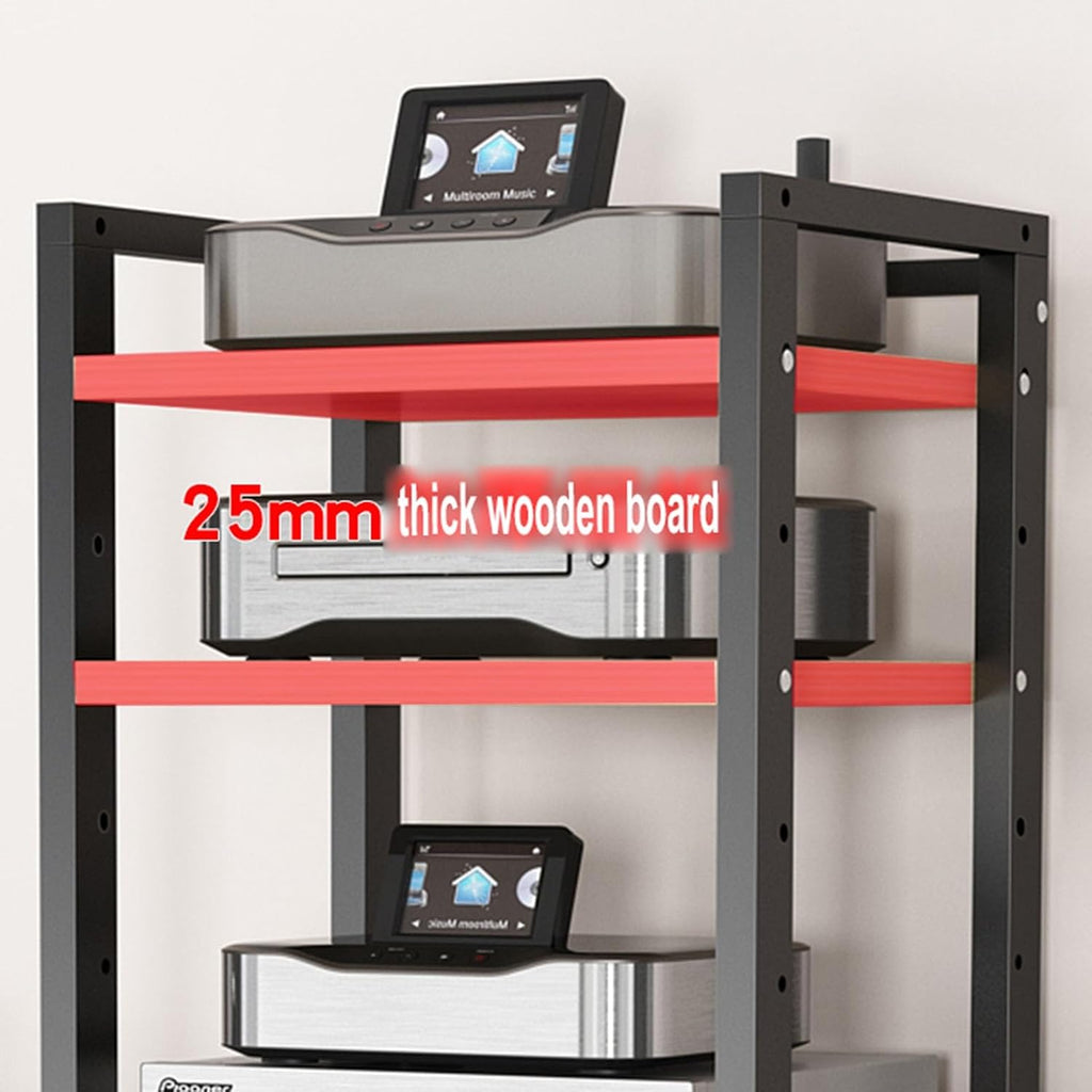 5/6/7/8 Tier Furniture Media Stand DVD CD Player Stand Audio Rack Power Amplifier Equipment Cabinet with Height Adjustable Wooden Shelf Multifunctional Storage Shelves ( Color : A-5 Tier , Size : 50x4