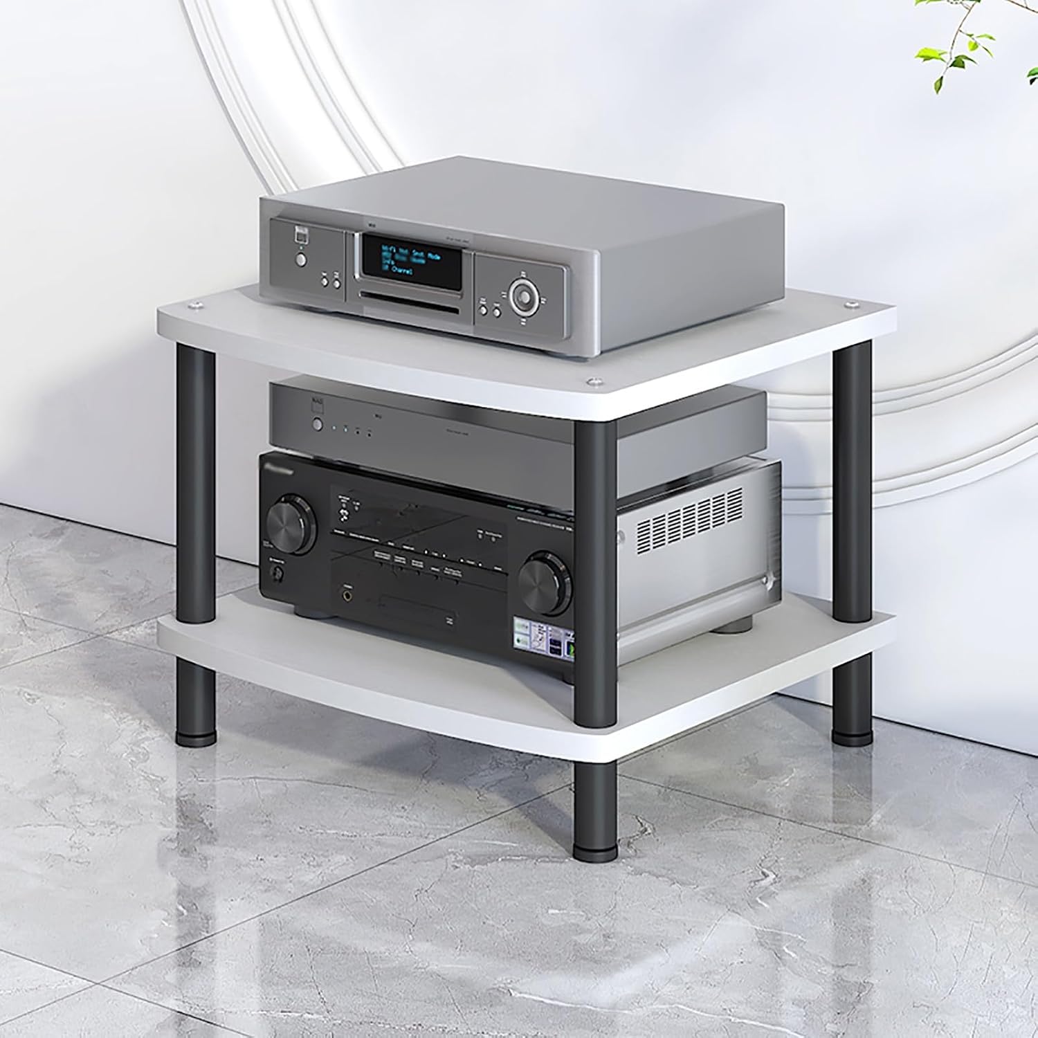 XingLi Available in 5 Colors AV Media Stand,Open Audio Rack Component Cabinet, Open Stereo Cabinet with Shock-Absorbing Feet, Power Amplifier Shelf Equipment(A)