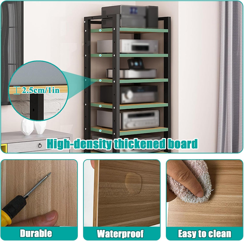 Stereo Stands and Racks with Wheels - Modern Stereo Cabinet with Adjustable Shelves for Audio-Video Shelving Unit Storage Equipment - Media Stand Shelf for Living Roo B 4-Tier(A): L19.7×W15.7×H55.1in