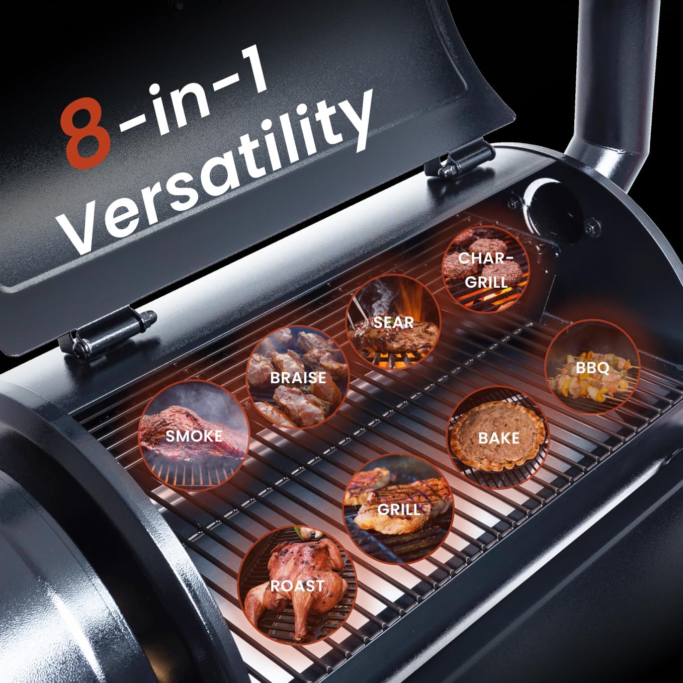 Z GRILLS ZPG-450A Wood Pellet Grill & Smoker with PID V3.0 Controller, 459 Sq in Cook Area, Meat Probe, Foldable Shelf, 8 in 1 BBQ Grill Outdoor Auto Temperature Control, Black