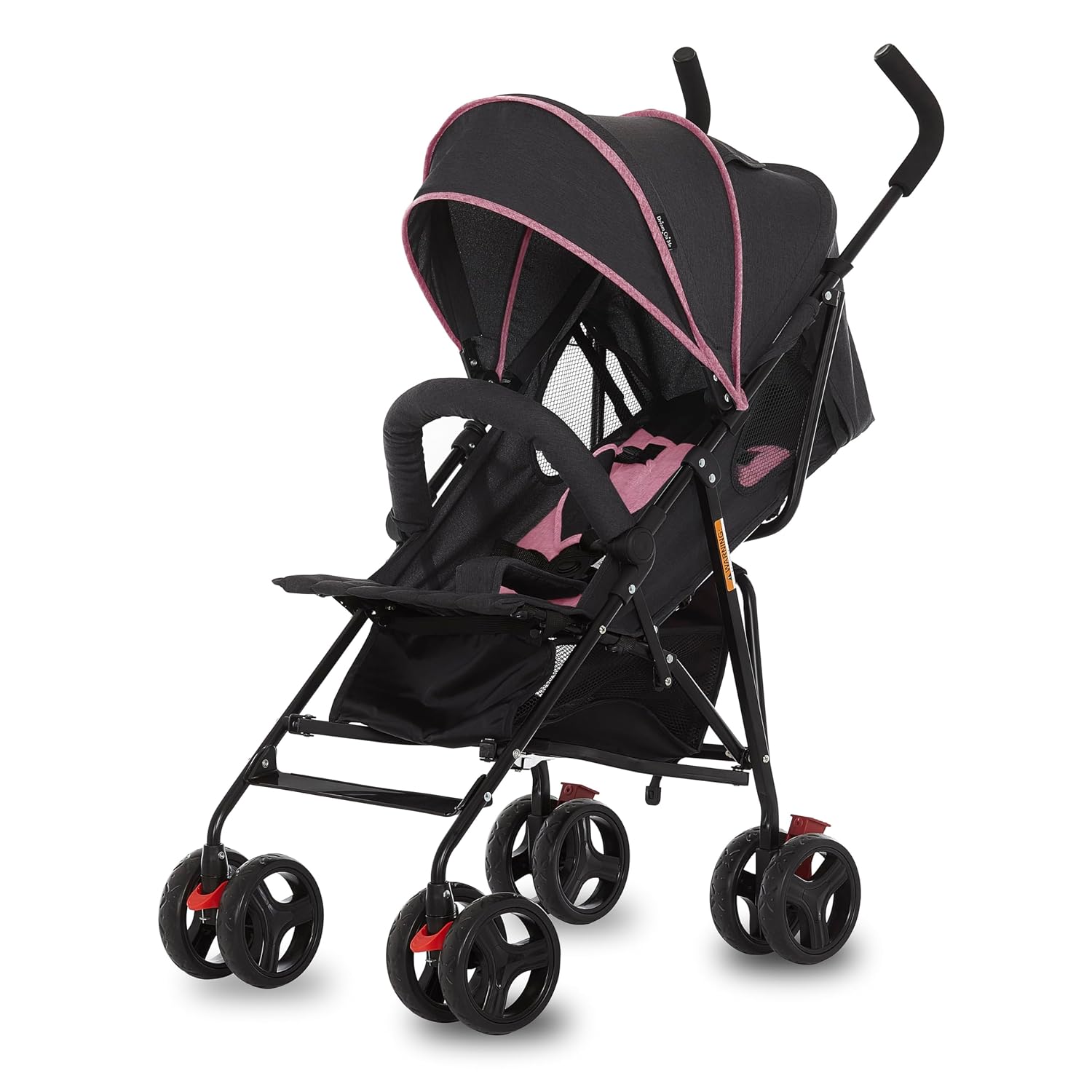 Dream On Me Vista Moonwalk Baby Stroller, Lightweight Travel Umbrella Stroller with Compact Fold, Smooth Ride Wheels, Multi-Position Recline, Spacious Storage Basket with Cup Holder, Pink