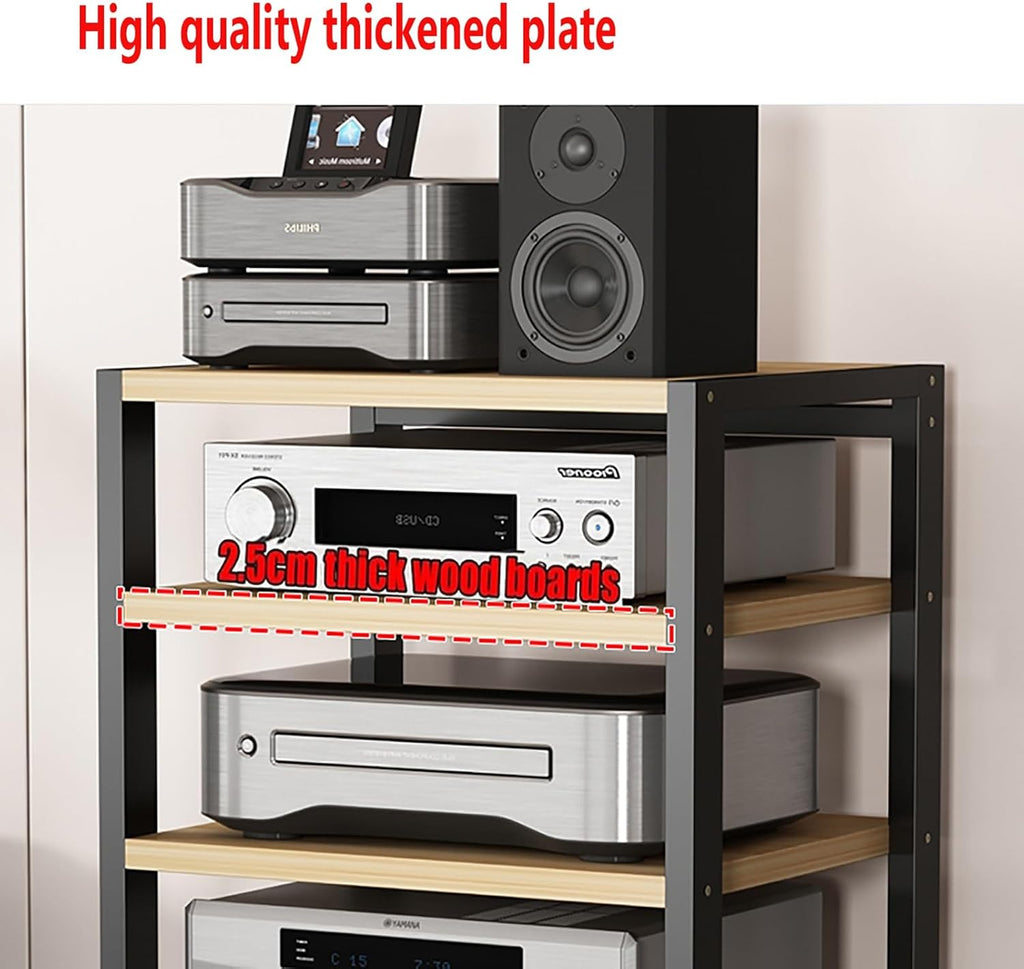 XingLi 5-Tier AV Media Cabinet Stand Audio/Video Component Cabinet Stereo Rack Audio Tower Multi-Function Open Storage Shelf,for Home/Office/DJ/Theater