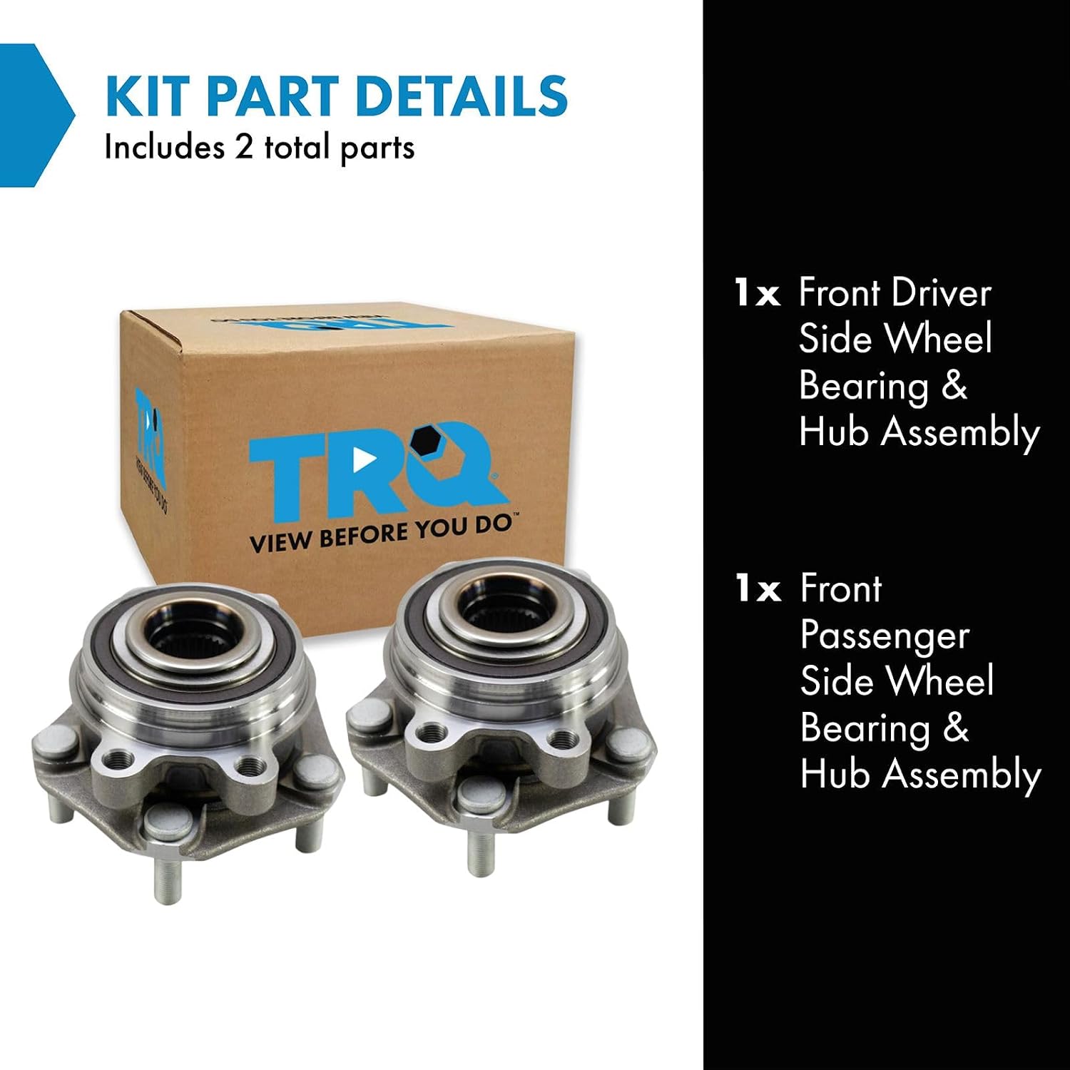 TRQ Front Left and Right Wheel Bearing and Hub Assembly Set 2 Piece Compatible with 2019-2023 Nissan Altima