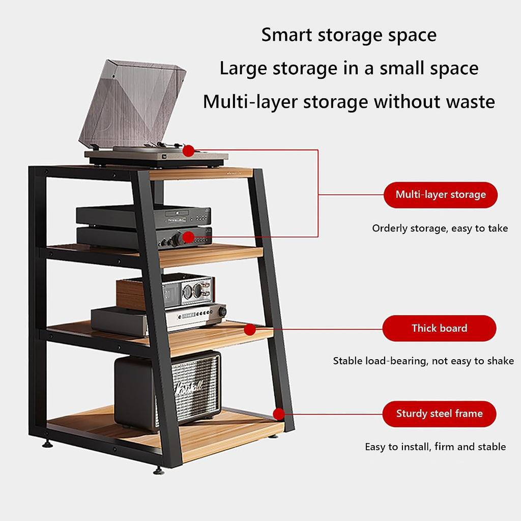 Audio-Video Shelving, Corner Media Stand with Adjustable Shelves, Small Entertainment Center, and Media Cabinet with Storage for AV Equipment, Stereo Racks and Stands(Black,60x52x35cm)