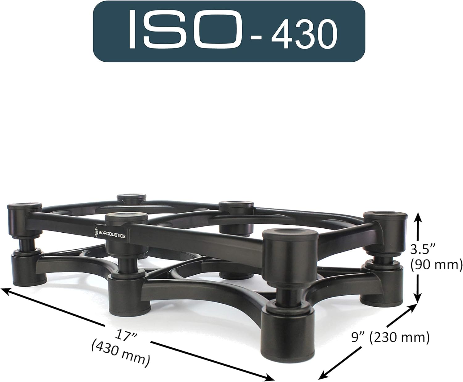 IsoAcoustics Iso-Stand Series Speaker Isolation Stands with Tilt Adjustment: Iso-430 (17' x 9') Single
