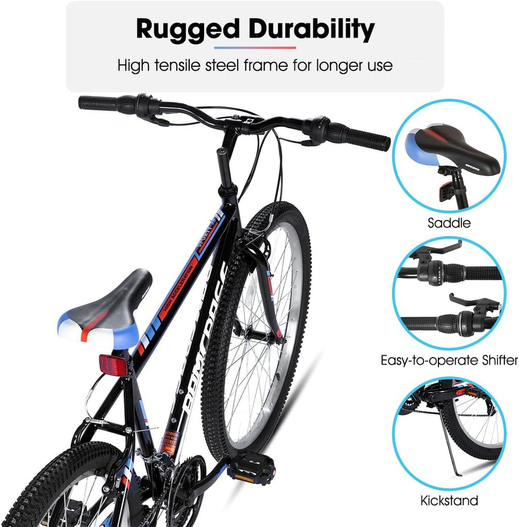 HH HILAND 24 26 inch Mountain Bike for Men Women, 18 Speeds High-Carbon Steel Frame, Sport Cycling MTB Bicycle for Adult