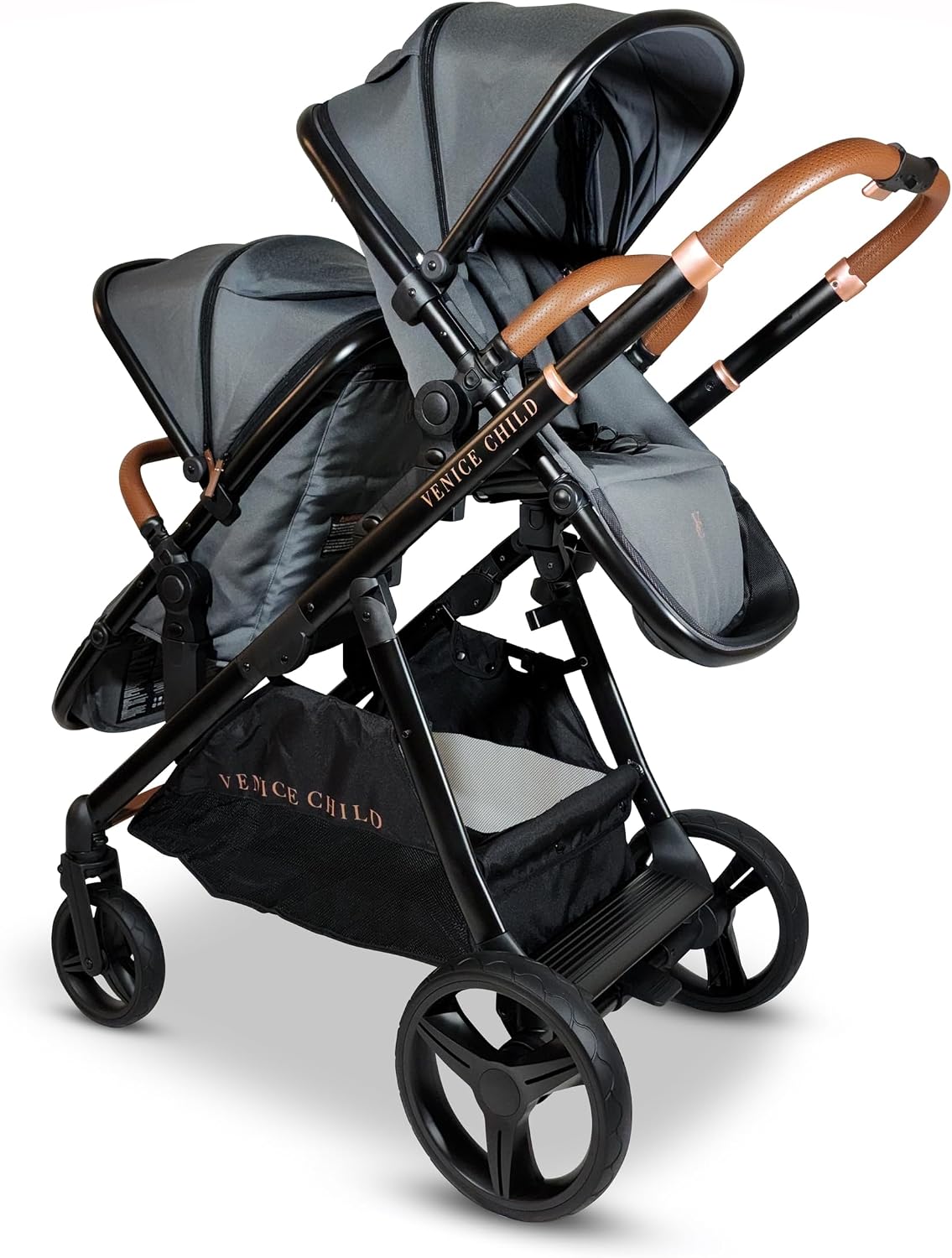 Venice Child Midnight Ventura Single to Double Sit-and-Stand Stroller & 2nd Toddler Seat (Package # 3)