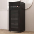 Lockable Media Storage Cabinet with Rolling Design, Adjustable AV Rack on Wheels, Cable Management, Black Stereo Console, 52x55x126cm - Ideal for Home Theater & Entertainment Systems
