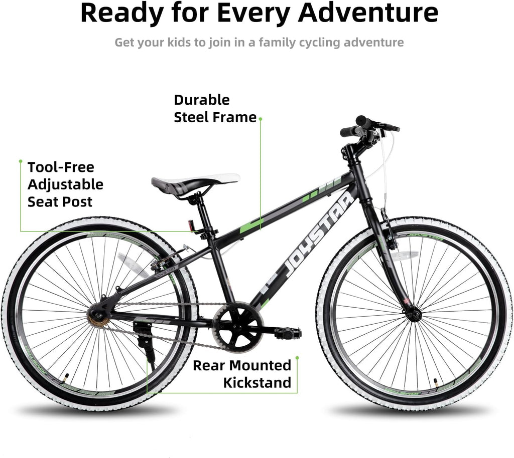JOYSTAR Lubbock 20 24 Inch Kids Bike for Boys & Girls Ages 7-12 Years Hardtail Mountain Bike for Kids with 1-Speed/7-Speed Drivetrain, White Wall Knobby Tires, Kids' Bicycle