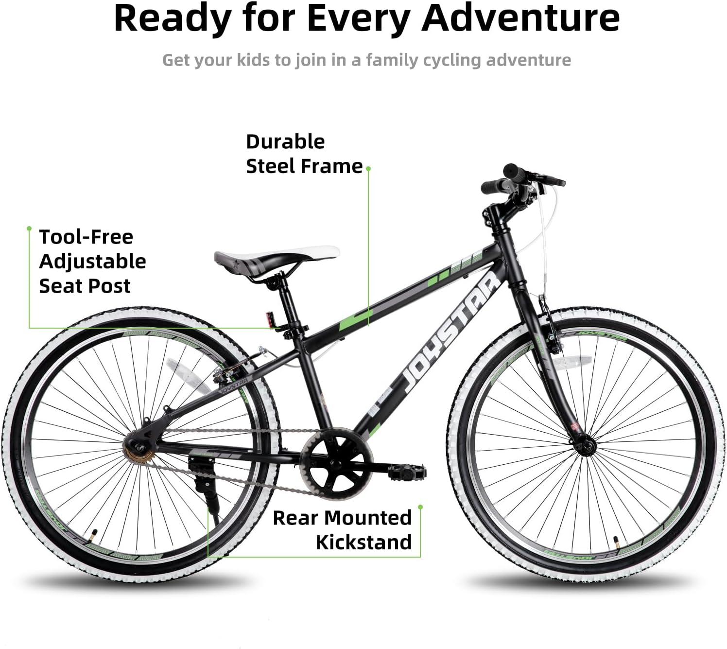 JOYSTAR Lubbock 20 24 Inch Kids Bike for Boys & Girls Ages 7-12 Years Hardtail Mountain Bike for Kids with 1-Speed/7-Speed Drivetrain, White Wall Knobby Tires, Kids' Bicycle