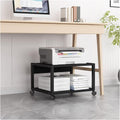 Printer Stand Printer Stand Under Desk Printer Stand Office Movable Printer Desk with 4 Wheels & Lock Mechanism for Mini 3D Printer, 2 Tiers, Black Office Printer Shelf