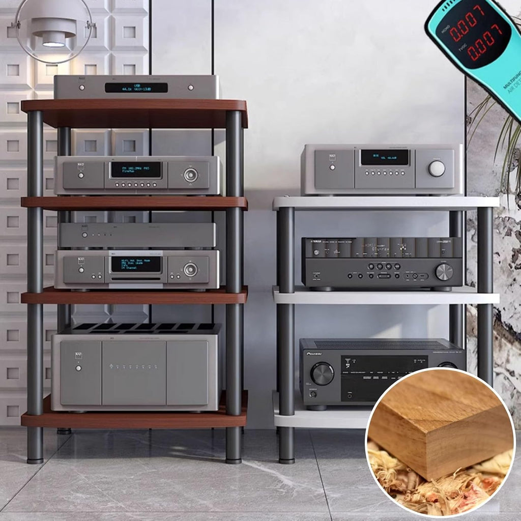 2/3/4 Tier Audio & Video Component Shelves Professional Studio & Home Theater Equipment Cabinet Stereo Rack AV Media Stand Audio Rack Tower CD Record Player(Black,3 Tier)