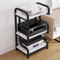 Modern 3-Tier Record Player Stand - Stylish Wooden Media Cabinet Shelf for Audio Equipment, Amplifiers & Stereo, Ideal for Bedroom, Restaurant & Conference Room (Black-C)