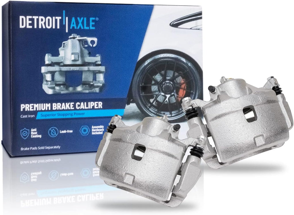 Detroit Axle - Front & Rear Disc Rotors Ceramic Brake Pads + Front Brake Calipers Replacement for 2003-2011 Honda Element - 10pc Set