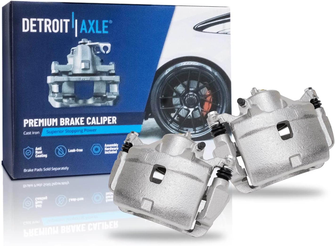 Detroit Axle - Front & Rear Disc Rotors Ceramic Brake Pads + Front Brake Calipers Replacement for 2003-2011 Honda Element - 10pc Set