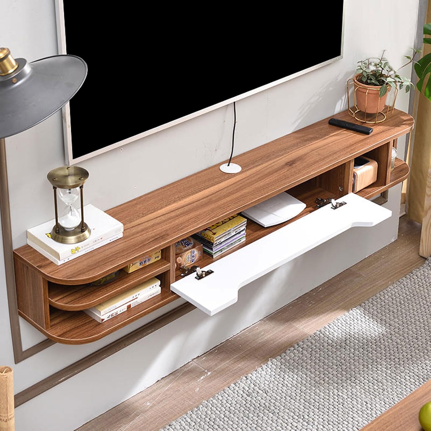 Modern Wall Mounted TV Cabinet Floating TV Shelf Wall Shelf Entertainment Center TV Stands Media TV Console Bookcase Multimedia Storage Cabinet TV Wall Unit Decor Shelf Audio-visual Equipment Shelves