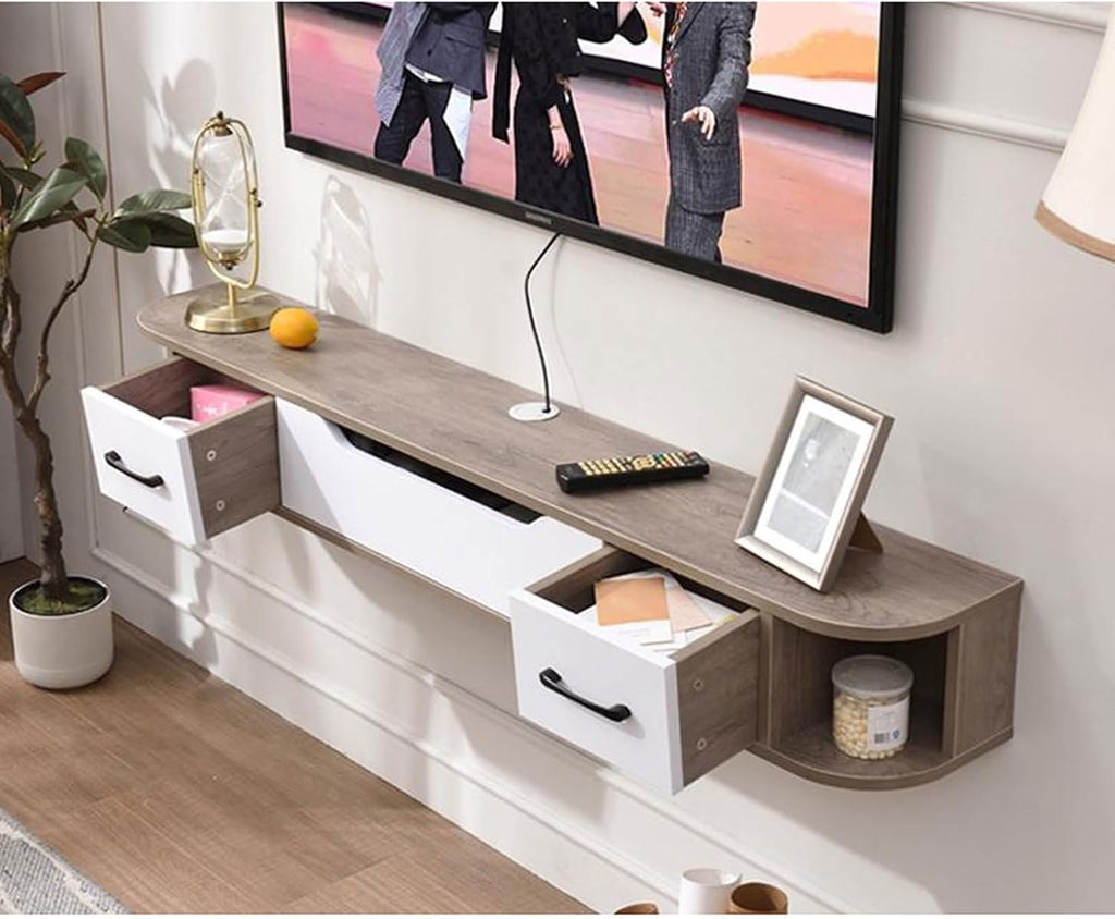 TV Table Unit for TVs, Wall Mounted TV Cabinet Floating TV Shelf Wall Shelf Entertainment Center Storage Cabinet Book Shelf Media Gaming TV Console Goods Rack Audio-visual Equipment Shelves 150cm