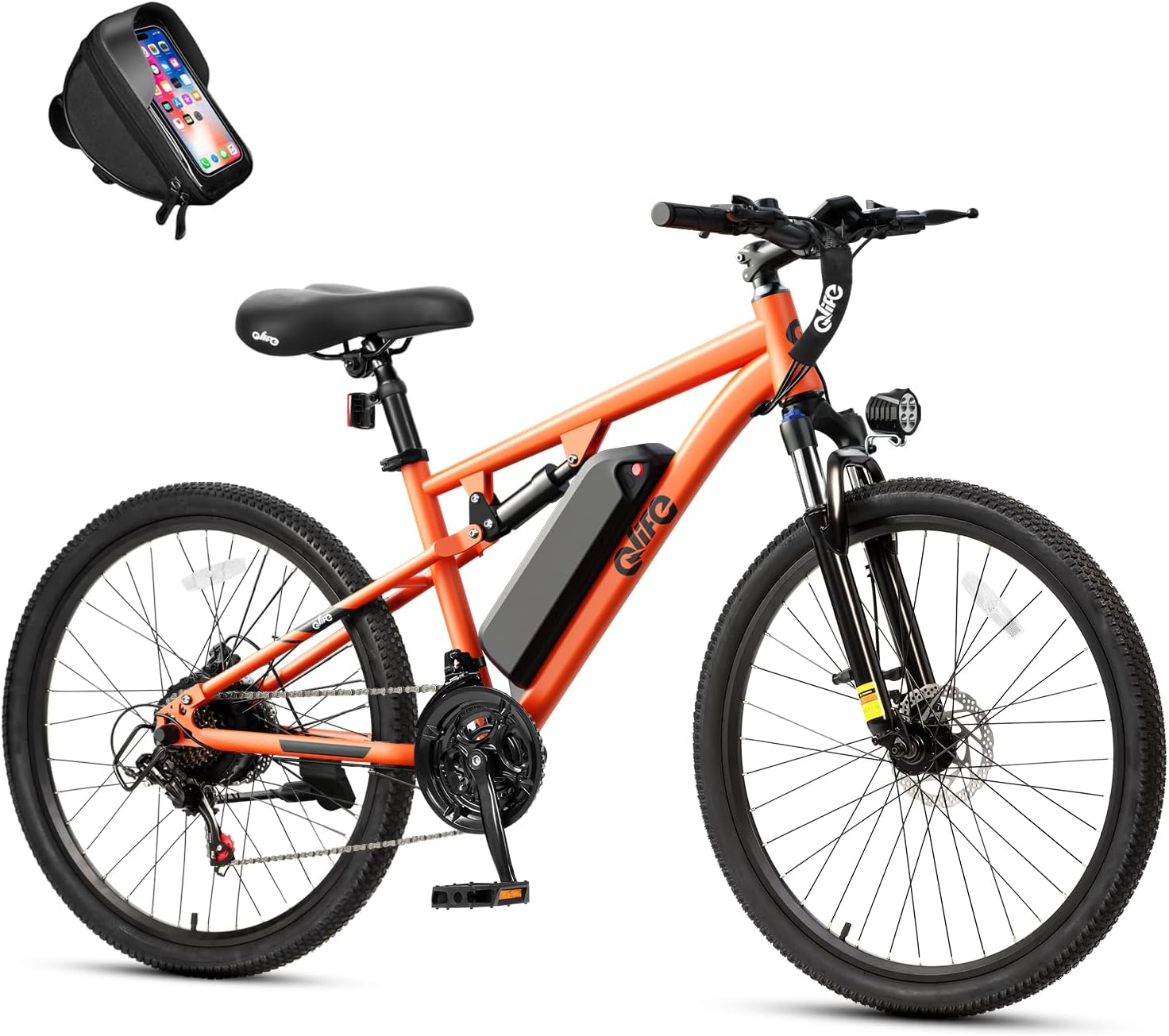 Qlife Electric Bike for Adults/Teens Racer-28MPH 21-Speed Peak 1200W Brushless Motor Adult Electric Bicycles, 48V 10.4Ah Removable Battery Mountain Ebike, Up to 55 Miles, 27.5X2.1 Tire E Bike