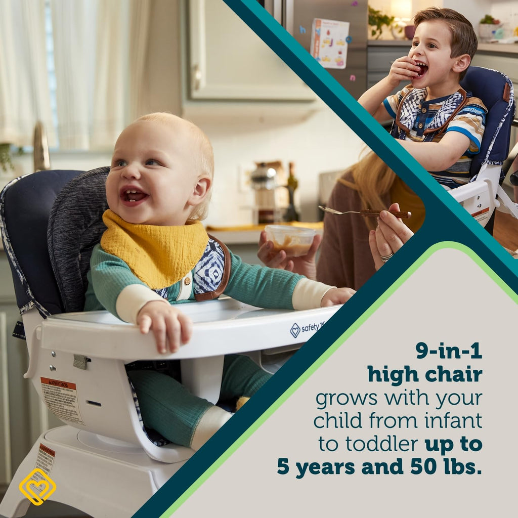 Safety 1st Grow and Go Infant High Chair, Convertible High Chairs for Babies and Toddlers - Rotating Baby High Chair for Eating, Navy Ink