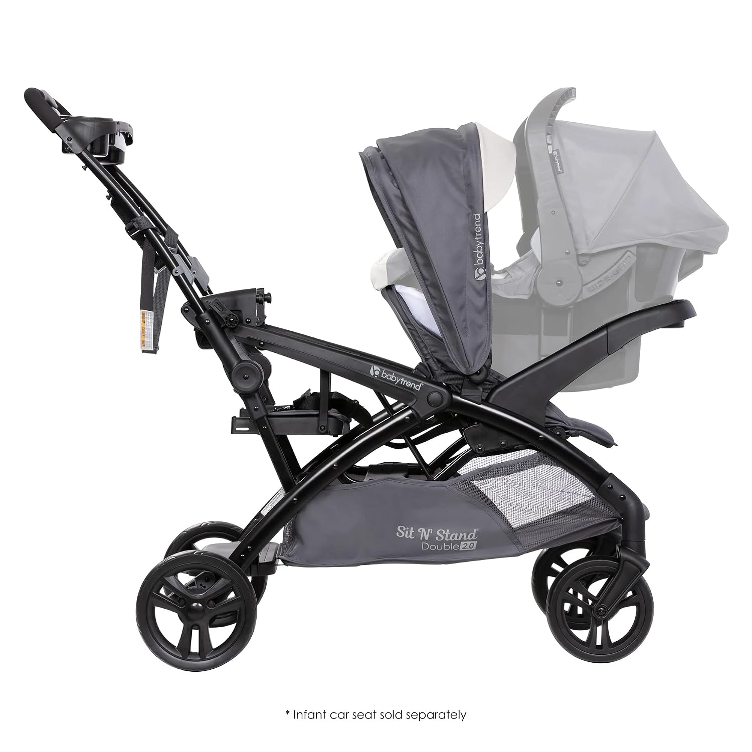 Baby Trend Sit N' Stand Tandem Double Stroller 2.0 DLX with 5 Point Safety Harness, Shaded Canopy, 2 Cup Holders, and Ample Storage Space, Magnolia