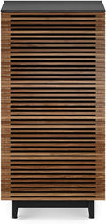 BDI Furniture Corridor 8172-22'' Audio Cabinet with Flow-Through Ventilation, Cable Management, Adjustable Shelves, Louvered Doors, Satin-Etched Tempered Glass Top, Natural Walnut